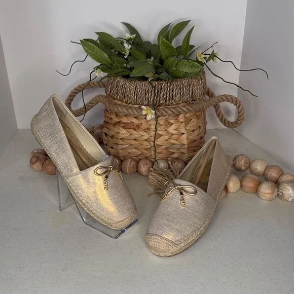 MICHAEL KORSNORI ESPADRILLE Metallic Linen Sz 7